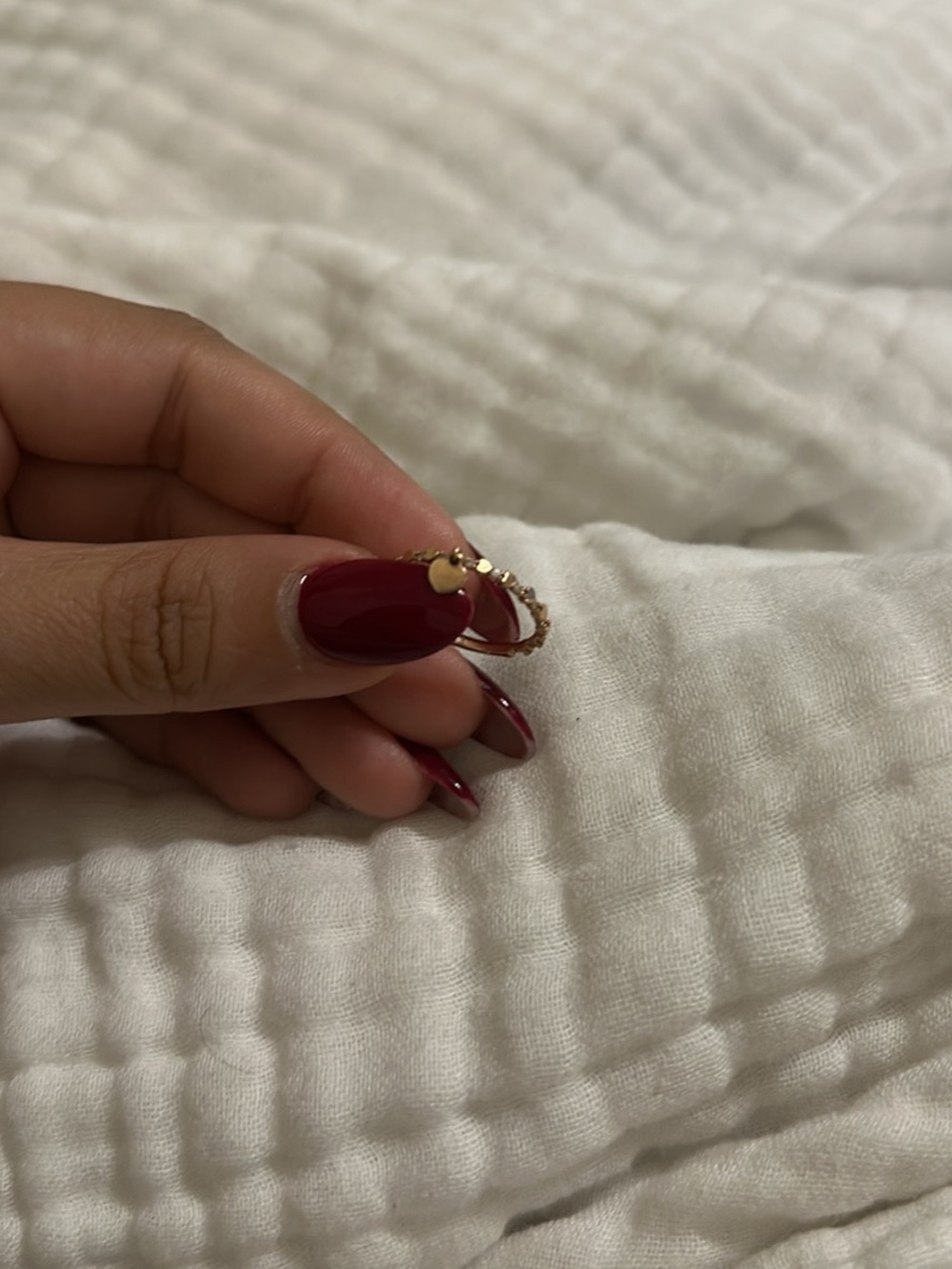 Gold Beaded Heart Accent Women's Ring - Elegant Gold Finish